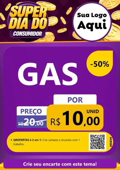 Modelo de Cartaz para Cartaz A4 Vertical com o tema Super Dia do Consumidor para Água e gás
