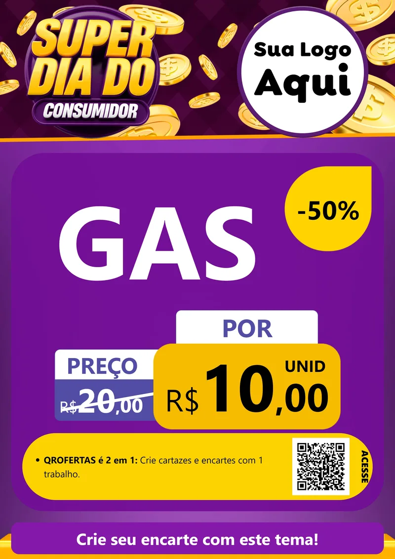 Modelo de Cartaz para Cartaz A4 Vertical com o tema Super Dia do Consumidor para Água e gás