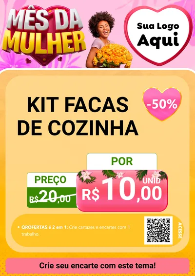 Modelo de Cartaz para Cartaz A4 Vertical com o tema Mês da Mulher para Utilidades Domésticas