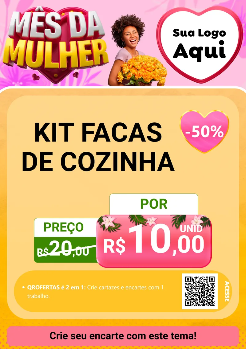 Modelo de Cartaz para Cartaz A4 Vertical com o tema Mês da Mulher para Utilidades Domésticas