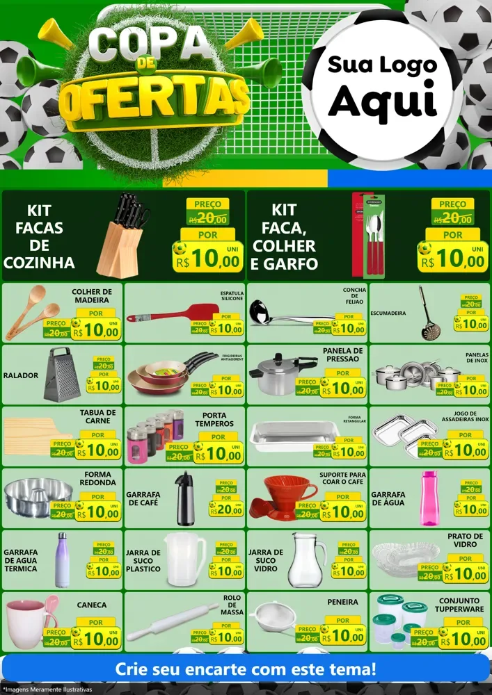 Modelo de Encarte para Encarte A4 Vertical com o tema Copa De Ofertas para Utilidades Domésticas