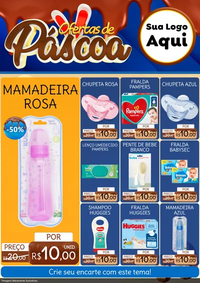Modelo de Encarte para Encarte A4 Vertical com o tema Ofertas de Páscoa para Bebês