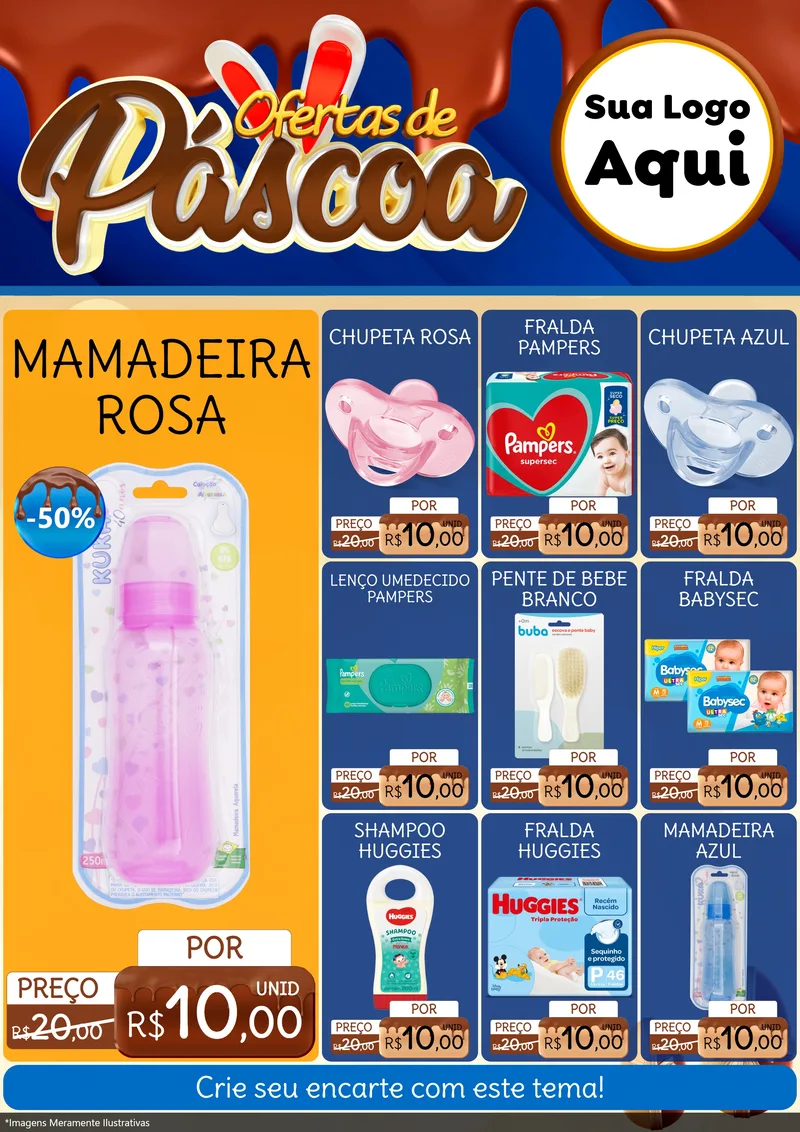 Modelo de Encarte para Encarte A4 Vertical com o tema Ofertas de Páscoa para Bebês