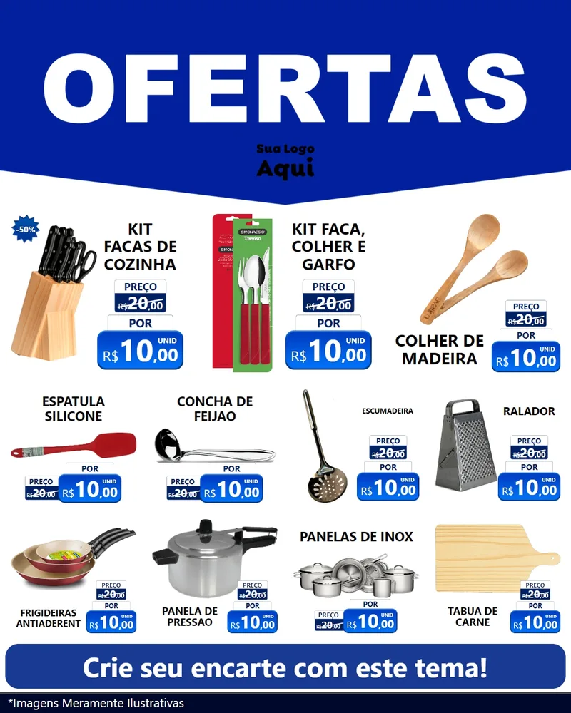 Modelo de Rede Social para Feed Instagram com o tema Ofertas Azul Cartaz para Utilidades Domésticas