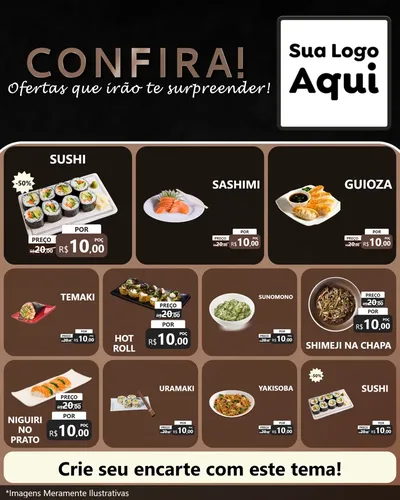 Modelo de Rede Social para Feed Instagram com o tema Confira! Ofertas que irão te surpreender! para Comida japonesa