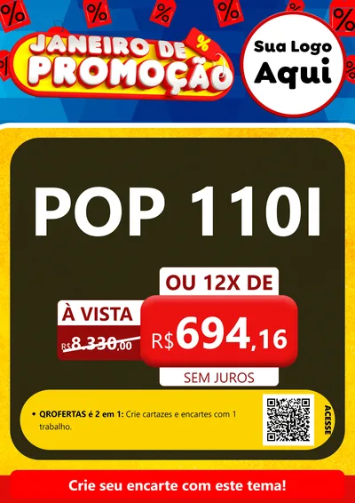 Modelo de Cartaz para Cartaz A4 Vertical com o tema Janeiro de Promoção para Concessionaria de Motos
