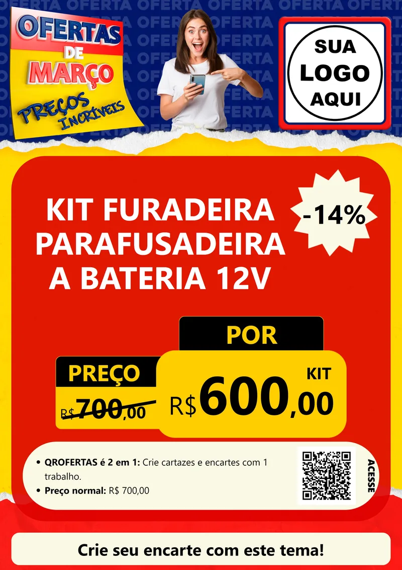 Modelo de Cartaz para Cartaz A4 Vertical com o tema Ofertas de Março - Preços Incríveis para Maquinas e Ferramentas