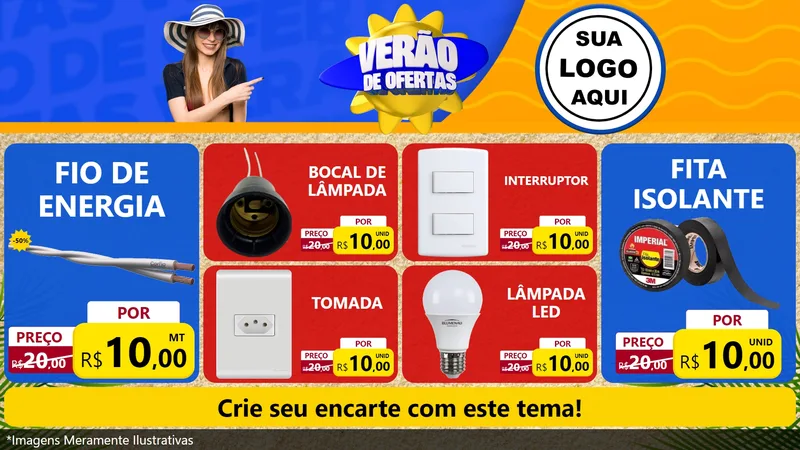 Modelo de TV para TV Horizontal com o tema Verão de Ofertas para Materiais Elétricos