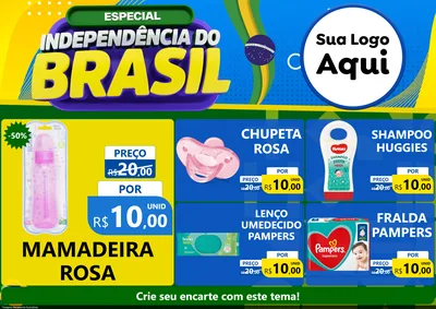 Modelo de Encarte para Encarte A4 Horizontal com o tema Especial Independência do Brasil para Bebês