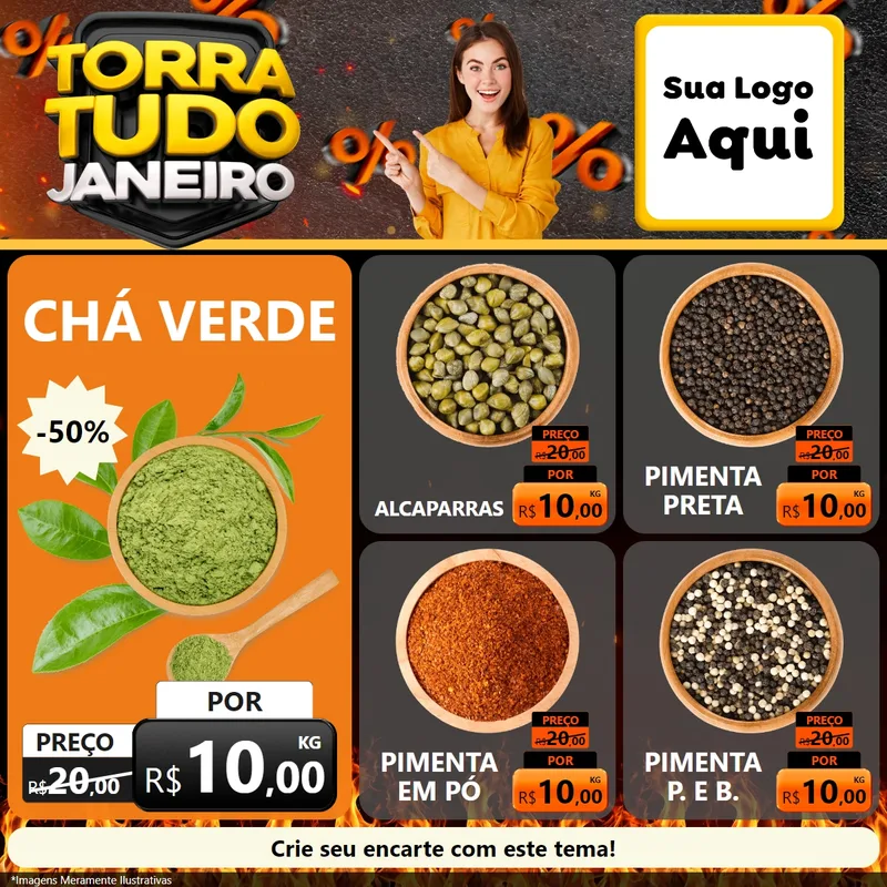 Modelo de Rede Social para Feed Facebook com o tema Torra Tudo Janeiro para Produtos Naturais