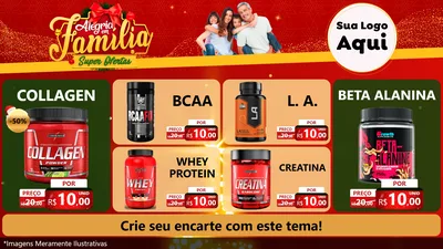 Modelo de TV para TV Horizontal com o tema Alegria em Família Super Ofertas - Natal para Suplementos alimentares