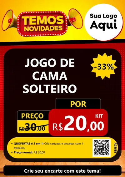 Modelo de Cartaz para Cartaz A4 Vertical com o tema Temos Novidades para Cama, Mesa e Banho