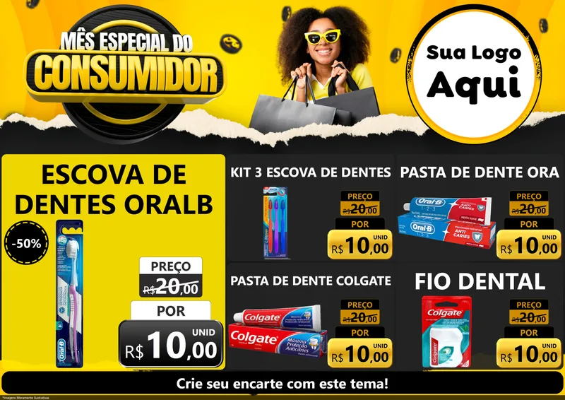 Modelo de Encarte para Encarte A4 Horizontal com o tema Mês Especial do Consumidor para Higiene Pessoal