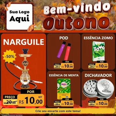 Modelo de Rede Social para Feed Facebook com o tema Bem-vindo Outono para Tabacaria