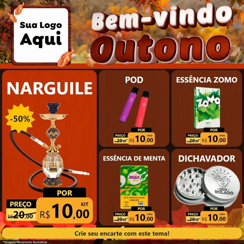 Modelo de Rede Social para Feed Facebook com o tema Bem-vindo Outono para Tabacaria