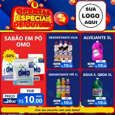 Modelo de Rede Social para Feed Facebook com o tema Ofertas Especiais de Outubro para Produtos de Limpeza