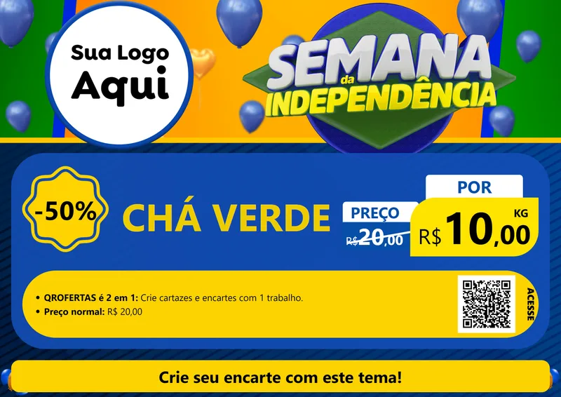 Modelo de Cartaz para Cartaz A4 Horizontal com o tema Semana da Independência para Produtos Naturais