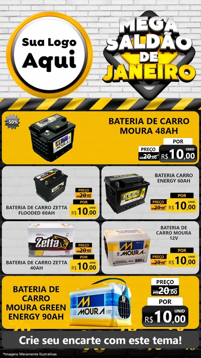 Modelo de TV para TV Vertical com o tema Mega Saldão de Janeiro para Baterias Elétricas