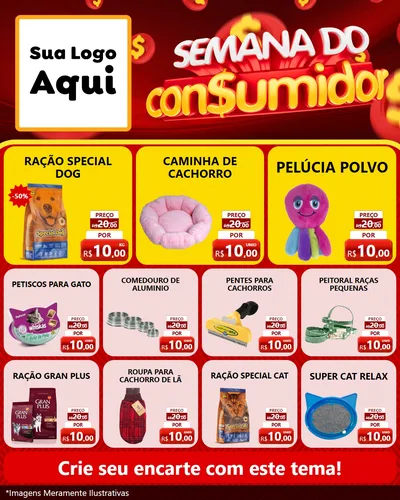 Modelo de Rede Social para Feed Instagram com o tema Semana do Consumidor para Pet Shop