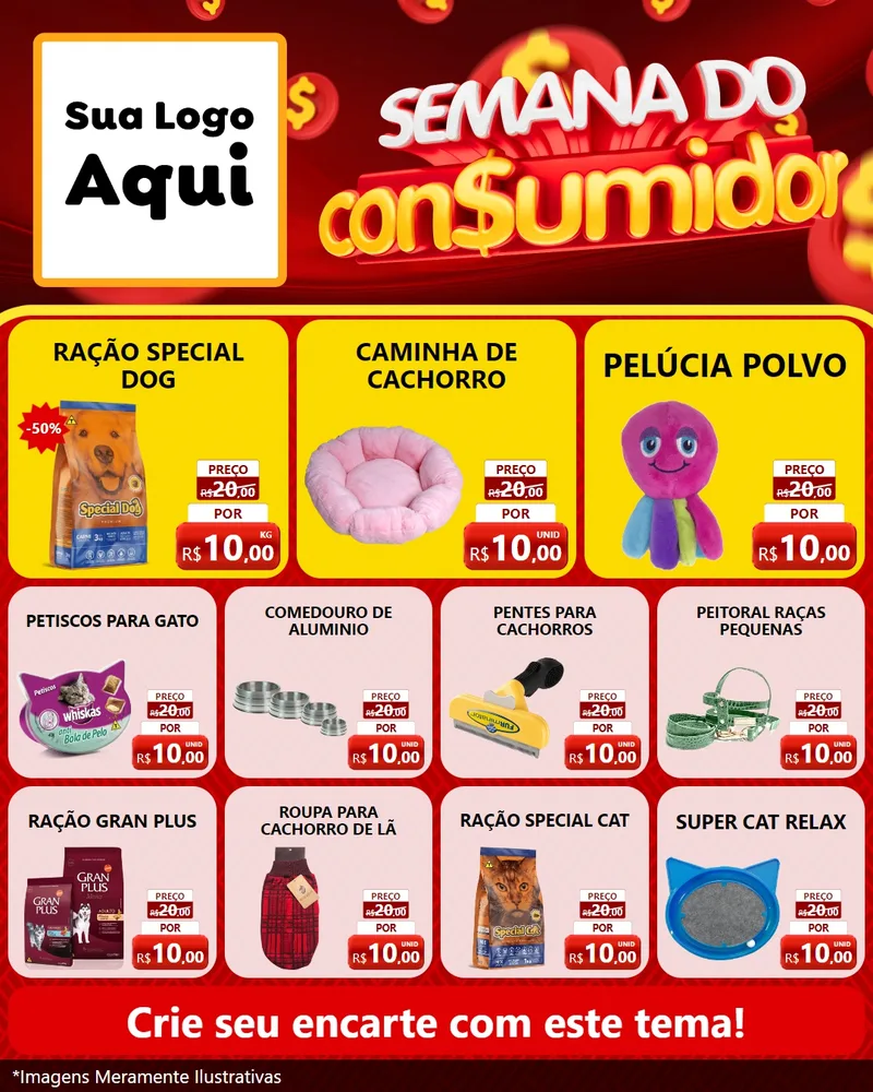 Modelo de Rede Social para Feed Instagram com o tema Semana do Consumidor para Pet Shop