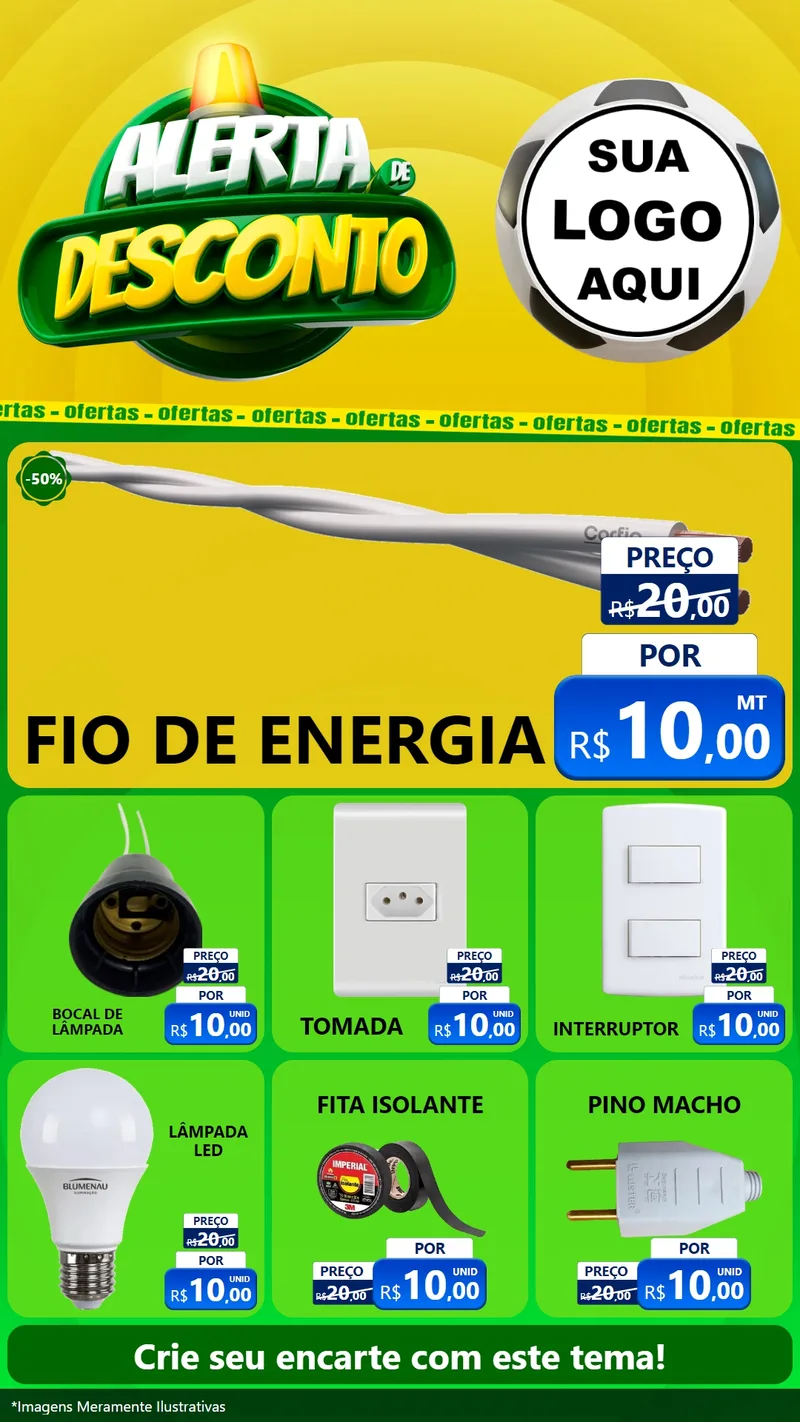 Modelo de Rede Social para Stories com o tema Alerta de Desconto para Materiais Elétricos