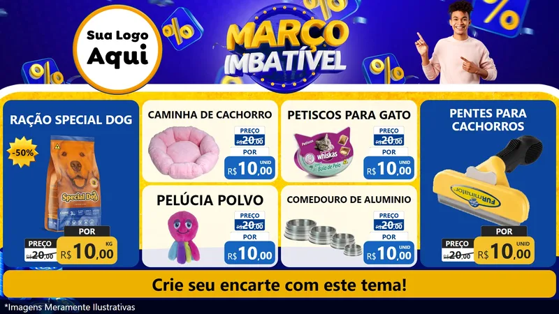 Modelo de TV para TV Horizontal com o tema Março Imbatível para Pet Shop