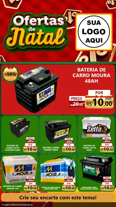 Modelo de Rede Social para Stories com o tema Ofertas de Natal para Baterias Elétricas