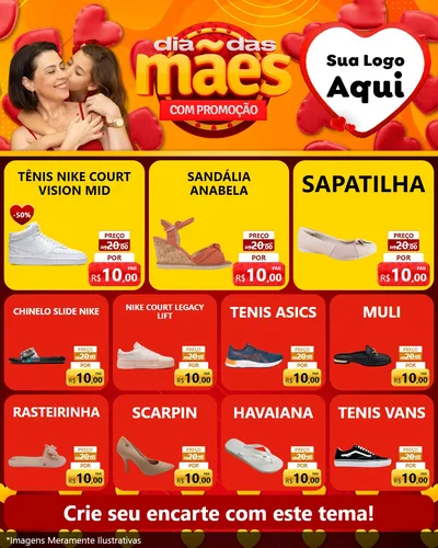 Modelo de Rede Social para Feed Instagram com o tema Dia das Mães com Promoção para Calçados