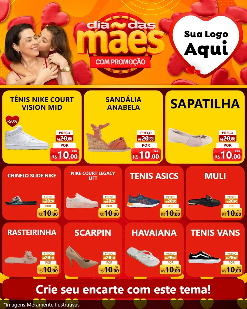 Modelo de Rede Social para Feed Instagram com o tema Dia das Mães com Promoção para Calçados