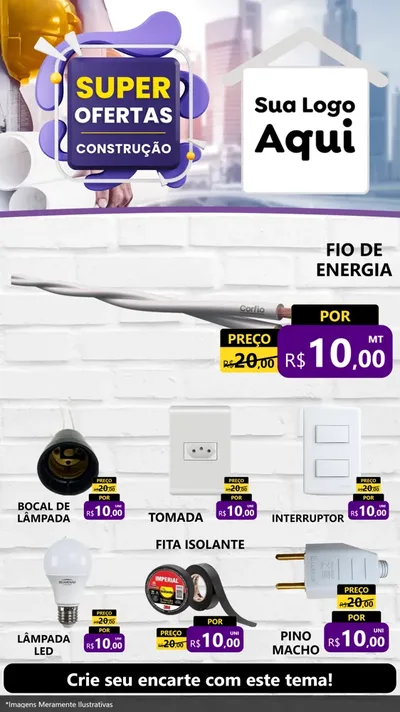 Modelo de Rede Social para Stories com o tema Super Ofertas - Construção para Materiais Elétricos