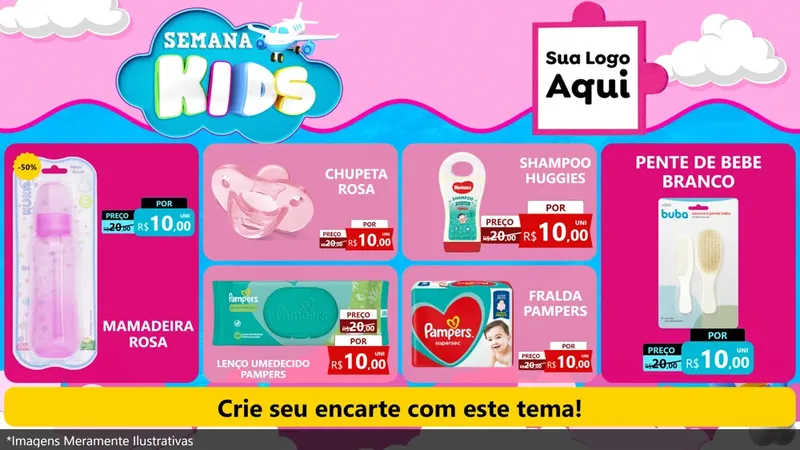 Modelo de TV para TV Horizontal com o tema Semana Kids para Bebês