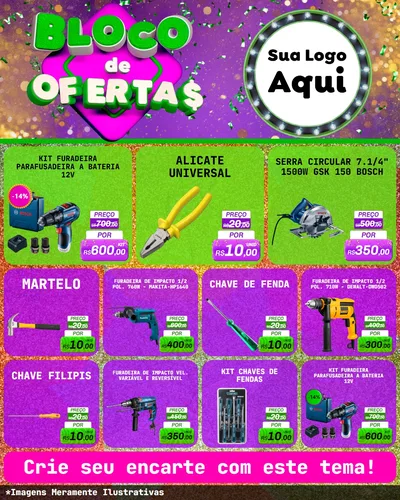 Modelo de Rede Social para Feed Instagram com o tema Bloco de Ofertas para Maquinas e Ferramentas