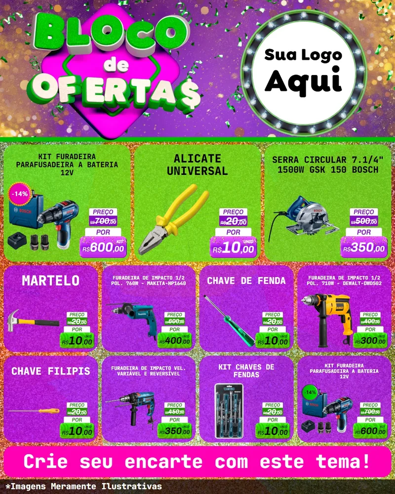 Modelo de Rede Social para Feed Instagram com o tema Bloco de Ofertas para Maquinas e Ferramentas