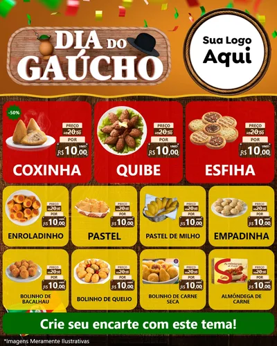 Modelo de Rede Social para Feed Instagram com o tema Dia do Gaúcho para Salgadaria