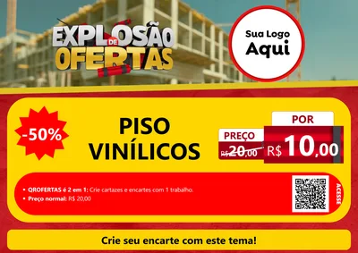 Modelo de Cartaz para Cartaz A4 Horizontal com o tema Explosão de Ofertas - Construção para Material para Construção