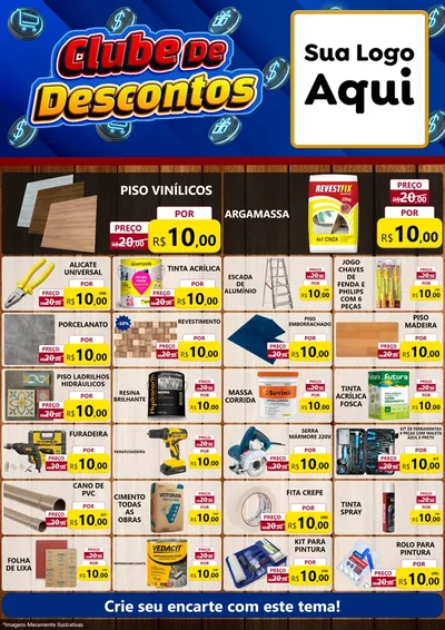 Modelo de Encarte para Encarte A4 Vertical com o tema Clube de Descontos para Material para Construção