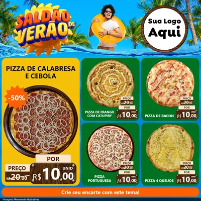 Modelo de Rede Social para Feed Facebook com o tema Saldão de Verão para Pizzaria