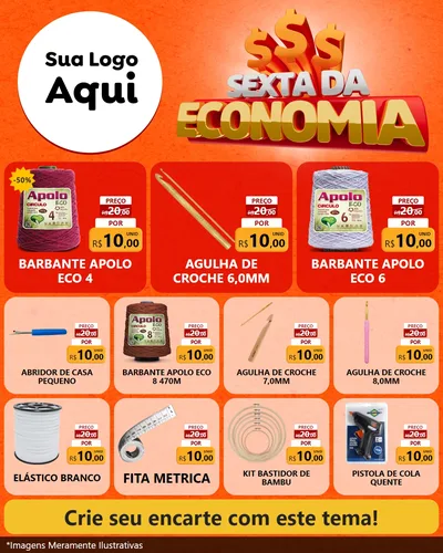 Modelo de Rede Social para Feed Instagram com o tema Sexta da Economia para Armarinho e Aviamentos