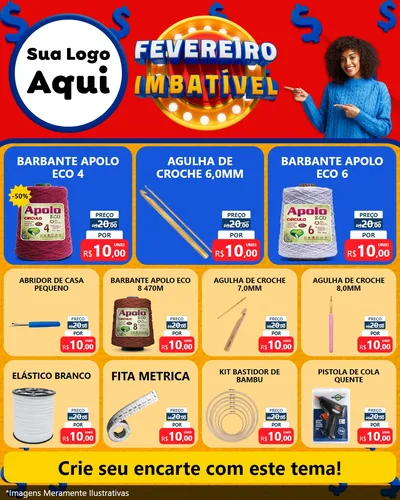 Modelo de Rede Social para Feed Instagram com o tema Fevereiro Imbatível para Armarinho e Aviamentos