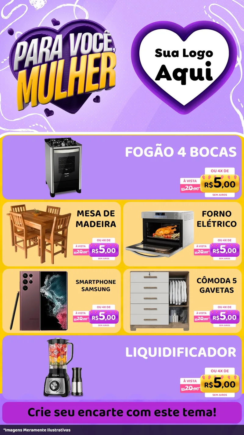 Modelo de TV para TV Vertical com o tema Para Você, Mulher para Móveis e Eletro