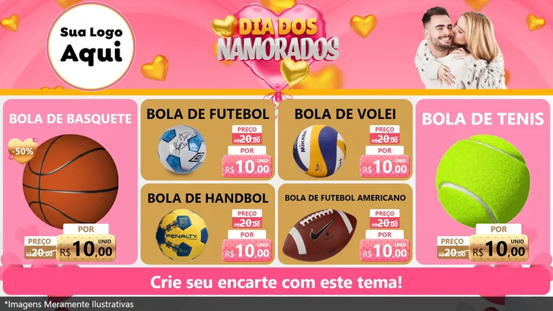 Modelo de TV para TV Horizontal com o tema Dia dos Namorados para Artigos Esportivos