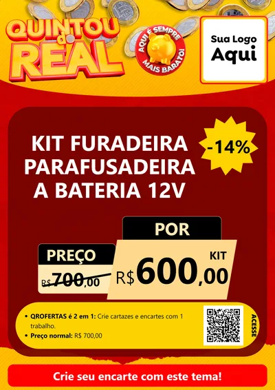 Modelo de Cartaz para Cartaz A4 Vertical com o tema Quintou do Real para Maquinas e Ferramentas