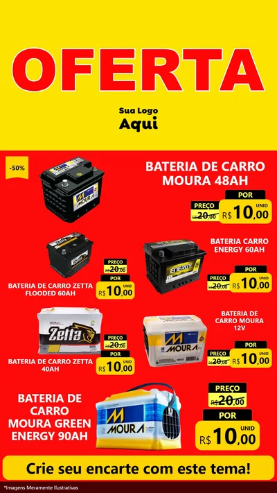 Modelo de TV para TV Vertical com o tema OFERTA - Vermelho Cartaz para Baterias Elétricas