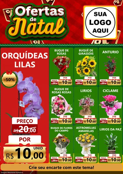 Modelo de Encarte para Encarte A4 Vertical com o tema Ofertas de Natal para Floricultura e jardim
