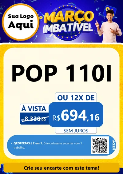 Modelo de Cartaz para Cartaz A4 Vertical com o tema Março Imbatível para Concessionaria de Motos