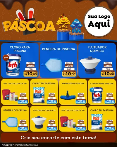 Modelo de Rede Social para Feed Instagram com o tema Páscoa para Produtos para Piscina