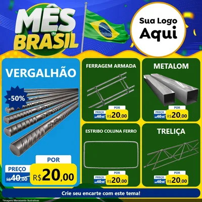 Modelo de Rede Social para Feed Facebook com o tema Mês do Brasil para Ferragens