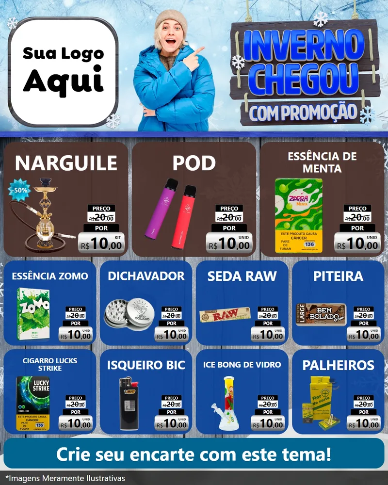 Modelo de Rede Social para Feed Instagram com o tema Inverno Chegou Com Promoção para Tabacaria