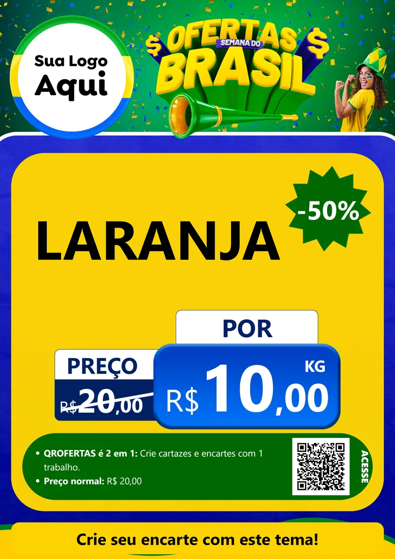 Modelo de Cartaz para Cartaz A4 Vertical com o tema Ofertas Semana do Brasil para Hortifrúti