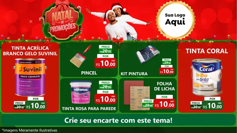 Modelo de TV para TV Horizontal com o tema Natal de Promoções para Tintas e Ferramentas